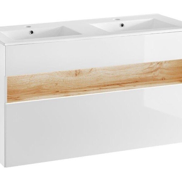 BAHAMA WHITE 120-as Mosdós szekrény(854)LED világítással+ Kerámia mosdó(E-8070-120)-Bútor