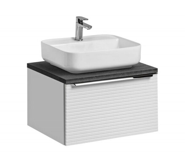 LEONARDO WHITE 60-as Mosdós Szekrény Fürdőszoba bútor+ Mosdóval +Pult lap