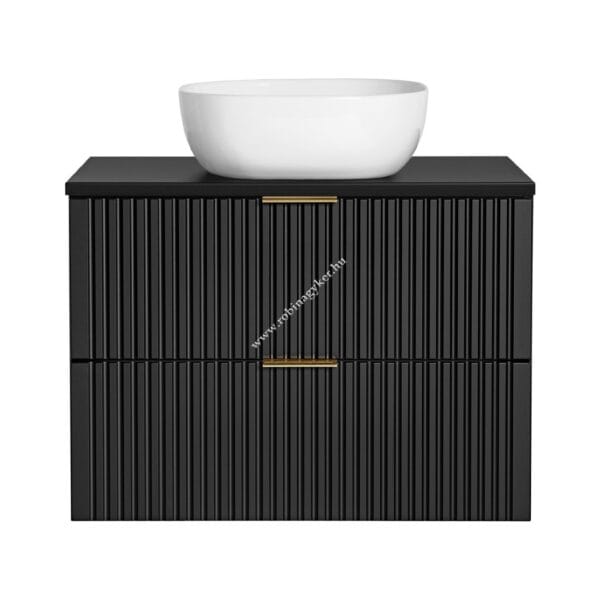 ADEL BLACK 60-as Mosdós szekrény Fürdőszoba bútor. Mosdóval +Pult lap