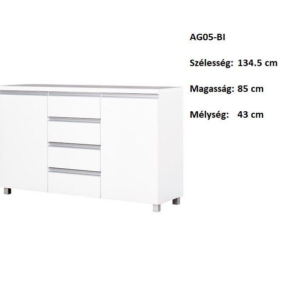 AGA AG05-BI  4fiók, 2ajtós komód szekrény-bútor