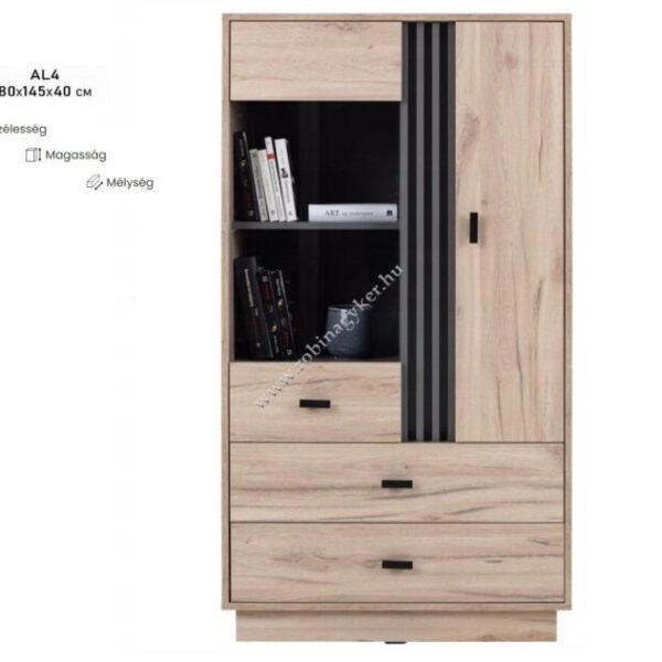 ALLMO SYSTEM AL4 -VITRINES-FIÓKOS SZEKRÉNY ELEM- Bútor