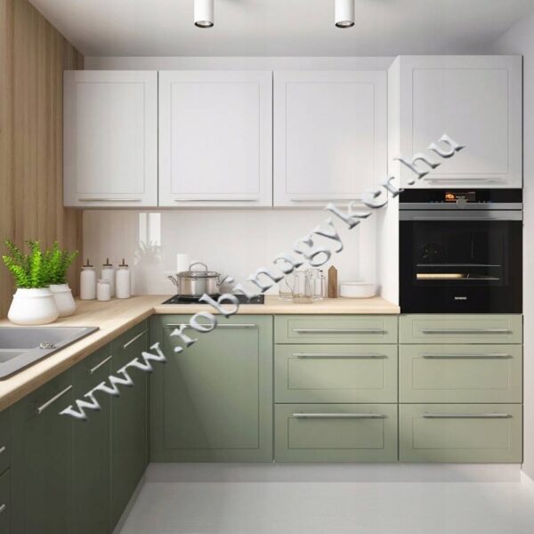 .BARI KONYHA MATT "ZÖLD-FEHÉR" SAROK KONYHA ÖSSZEÁLLÍTÁS  Konyhabútor