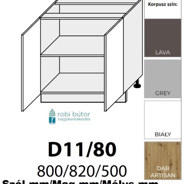 BARI MATT 2 AJTÓS szekrény 80 cm (D11 80)_konyhabútor