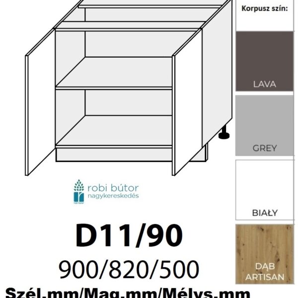 BONN ULTRA MATT 2 AJTÓS szekrény 90 cm (D11 90)_konyhabútor