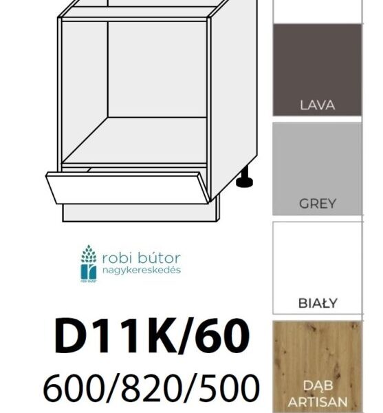 PLATINUM MAGASFÉNYŰ (D11K 60) TŰZHELY BEÉPÍTŐ szekrény 60 cm_konyhabútor