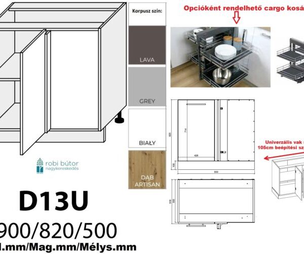 SILVER MATT (D13U) VAK SAROK 1 AJTÓS SAROK szekrény_Konyhabútor