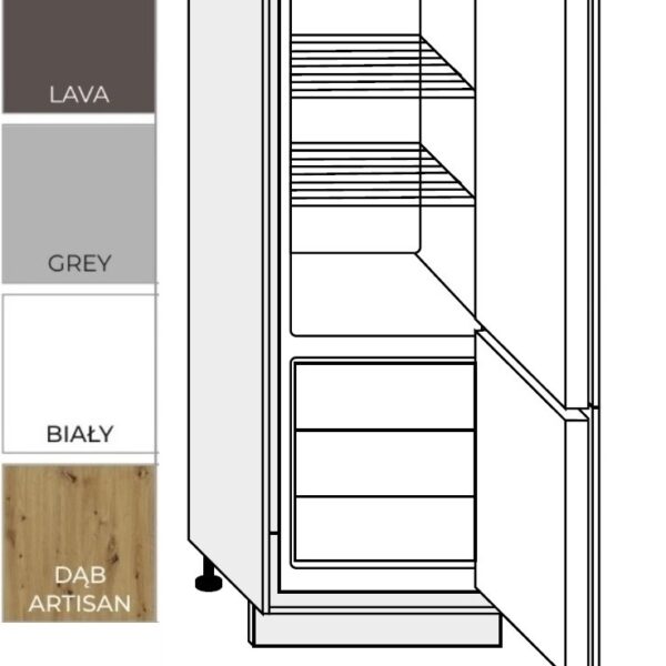 "NAPOLI MAGASFÉNYŰ JOBBOS 2-ajtós hűtőbeépítő szekrény 60 cm (D14DL 60P)_konyhabútor