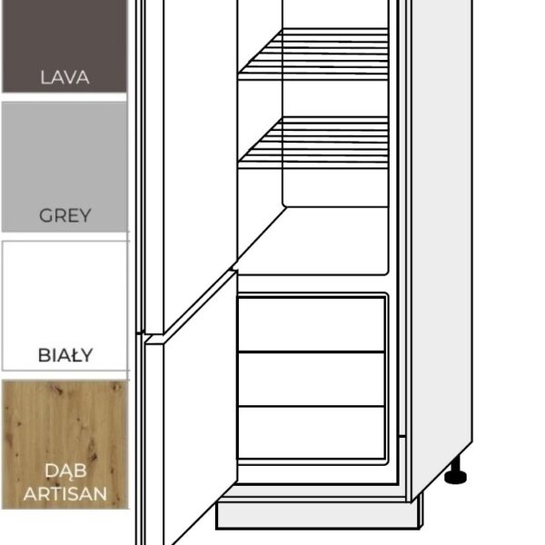 TREVISO MATT 2-ajtós hűtőbeépítő szekrény 60 cm BALOS (D14DL 60_L)_konyhabútor