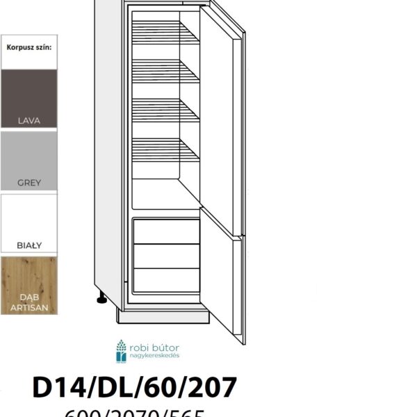 AVELLINO MATT 2-ajtós hűtőbeépítő szekrény 60 cm JOBBOS (D14DL 60_P)_konyhabútor
