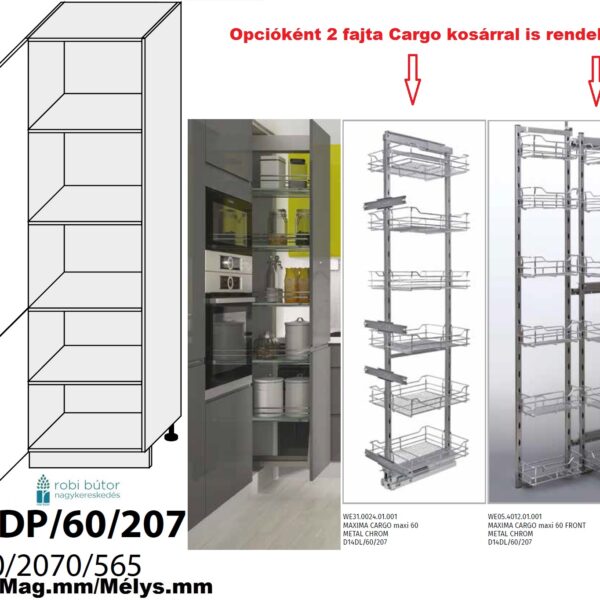 TREVISO CASELLA MATT (D14DP 60 207_L) 2-ajtós kamra szekr. 60 cm_BALOS elemes konyhabútor