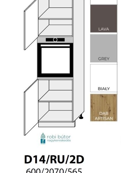 PLATINUM MAGASFÉNYŰ 2-ajtós SÜTŐ BEÉP. SZEKR.60CM (D14RU2D)_KONYHABÚTOR