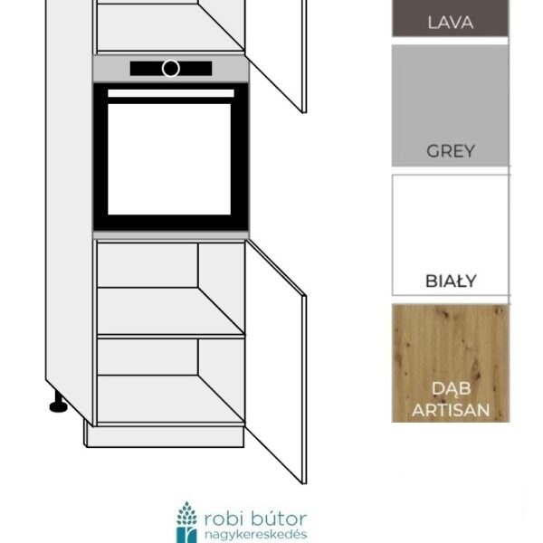 FLORENCE MATT 2-ajtós SÜTŐ BEÉP. SZEKR.60CM_JOBBOS (D14RU2DP)_KONYHABÚTOR