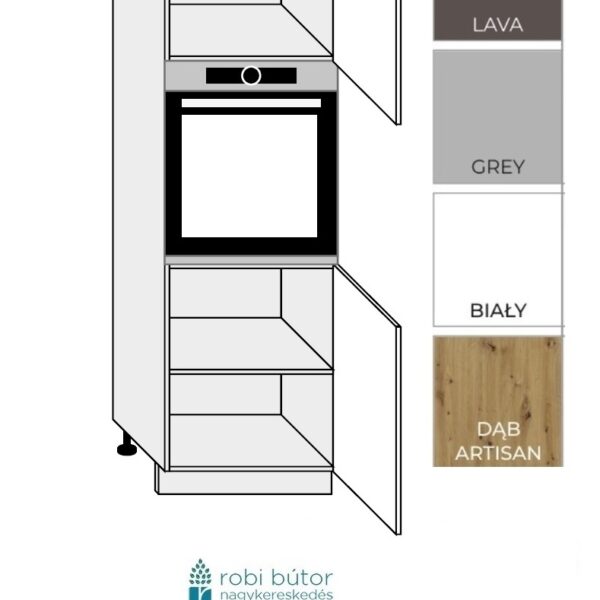 "NAPOLI MAGASFÉNYŰ JOBBOS 2-ajtós SÜTŐ BEÉP. SZEKR.60CM (D14RU2D P)_KONYHABÚTOR