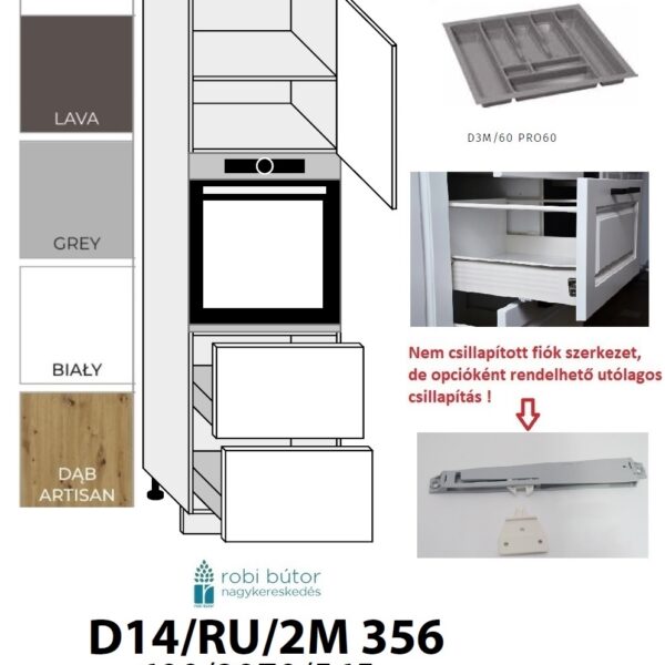 FLORENCE MATT 1-AJTÓS 2 FIÓKOS SÜTŐ BEÉP. SZEKR.60CM_JOBBOS(D14RU2M356P)_KONYHABÚTOR