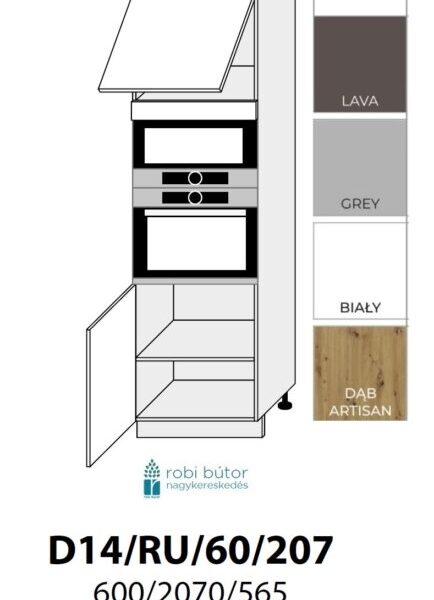 PLATINUM MAGASFÉNYŰ 2-ajtós SÜTŐ BEÉP. SZEKR.60CM (D14RU)_konyhabútor