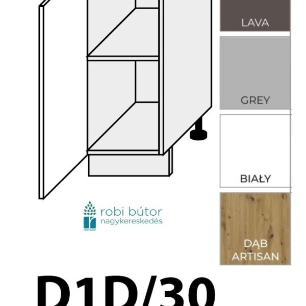 VIANO MATT elemes konyhabútor 1-ajtós szekrény 30 cm_BALOS (D1D 30 L)