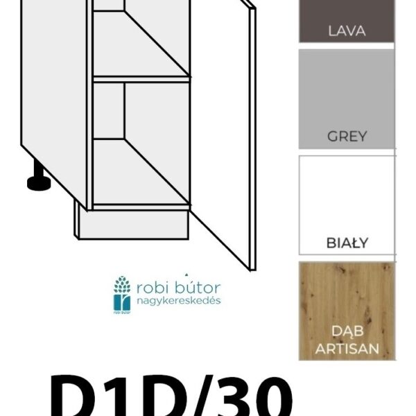 AVELLINO MATT 1-ajtós szekrény 30 cm_JOBBOS(D1D 30 P)_konyhabútor