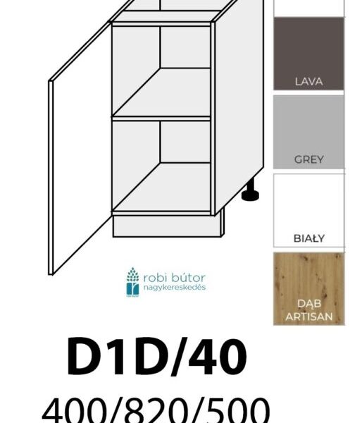 PLATINUM MAGASFÉNYŰ 1-ajtós szekrény 40 cm (D1D 40 )_konyhabútor