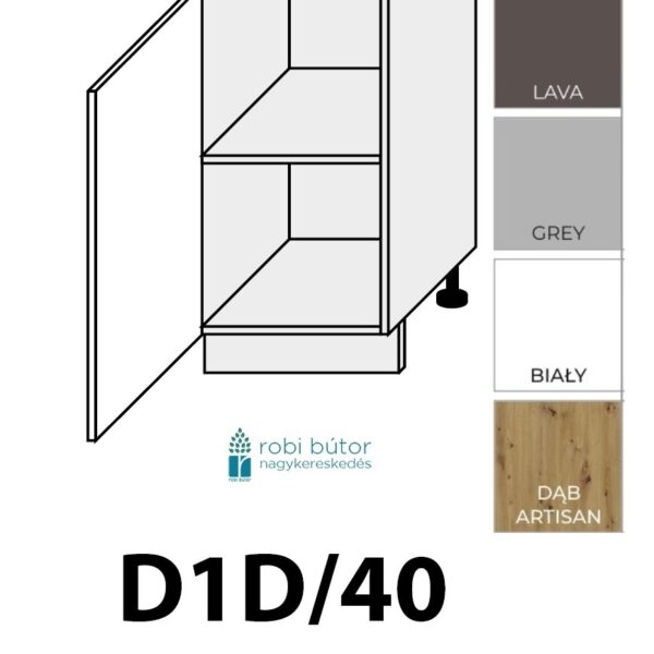 BONN ULTRA MATT 1-ajtós szekrény 40 cm_ (D1D 40 )_konyhabútor