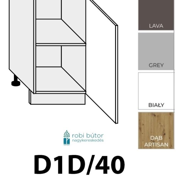 AVELLINO MATT 1-ajtós szekrény 40 cm_JOBBOS (D1D 40 P)_konyhabútor