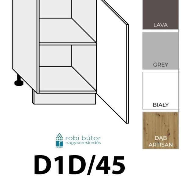 FIUGGI MATT 1-ajtós szekrény 45 cm JOBBOS (D1D 45 P)_konyhabútor