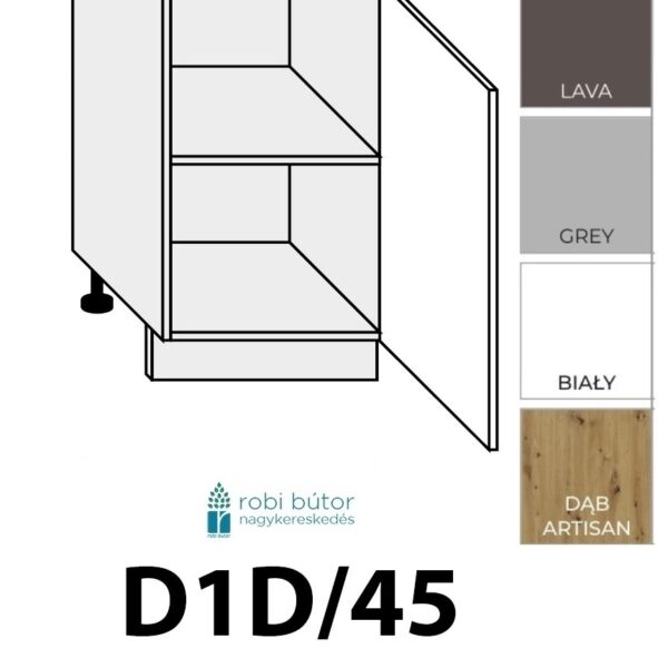 "NAPOLI MATT 1-ajtós JOBBOS szekrény 45 cm  (D1D 45P )_konyhabútor