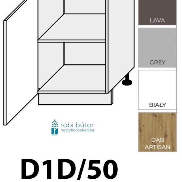 BRERRA MAGASFÉNYŰ 1-ajtós szekrény 50 cm(D1D 50 )_konyhabútor