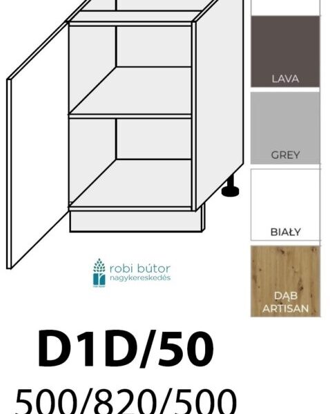 PLATINUM MAGASFÉNYŰ 1-ajtós szekrény 50 cm(D1D 50 )_konyhabútor