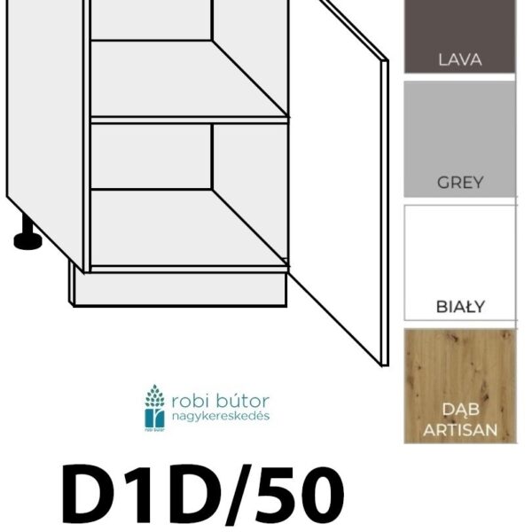 FIUGGI MATT 1-ajtós szekrény 50 cm_JOBBOS(D1D 50 P)_konyhabútor