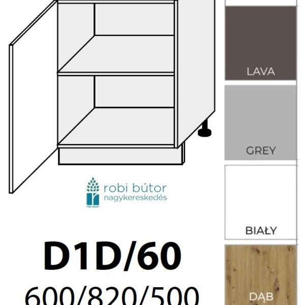 CARRINI MAGASFÉNYŰ AKRYL 1-ajtós szekrény 60 cm_BALOS(D1D 60 L)_konyhabútor
