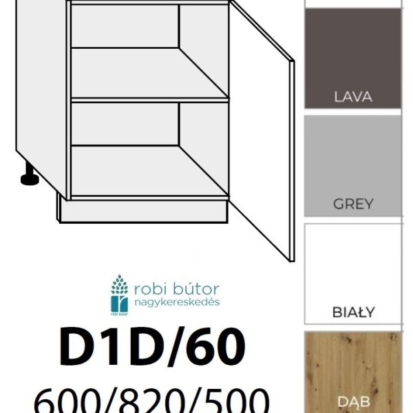 "NAPOLI MAGASFÉNYŰ JOBBOS 1-ajtós szekrény 60 cm (D1D 60P )_konyhabútor