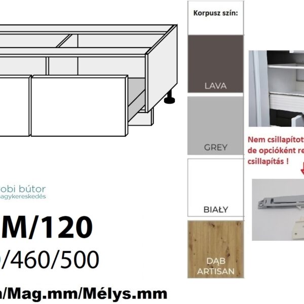 MALMO MATT (D2M 120) 2 FIÓKOS szekrény 120 cm_konyhabútor