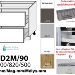"NAPOLI MAGASFÉNYŰ (D2M 90) 2 FIÓKOS szekrény 90 cm_konyhabútor