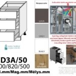 BRERRA MAGASFÉNYŰ 3 FIÓKOS szekrény 50 cm  (D3A 50)_konyhabútor