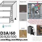 ROMA MATT 3 FIÓKOS szekrény 60 cm (D3A 60)_elemes konyhabútor