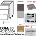 ROMA MATT 3 FIÓKOS szekrény 50 cm  (D3M 50)_elemes konyhabútor