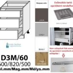 BRERRA MATT 3 FIÓKOS szekrény 60 cm (D3M 60)_konyhabútor