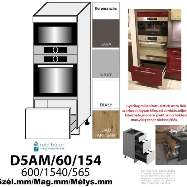 FLORENCE MATT (D5AA 60 154) mikró-sütő beépítő szekr. 60 cm_konyhabútor