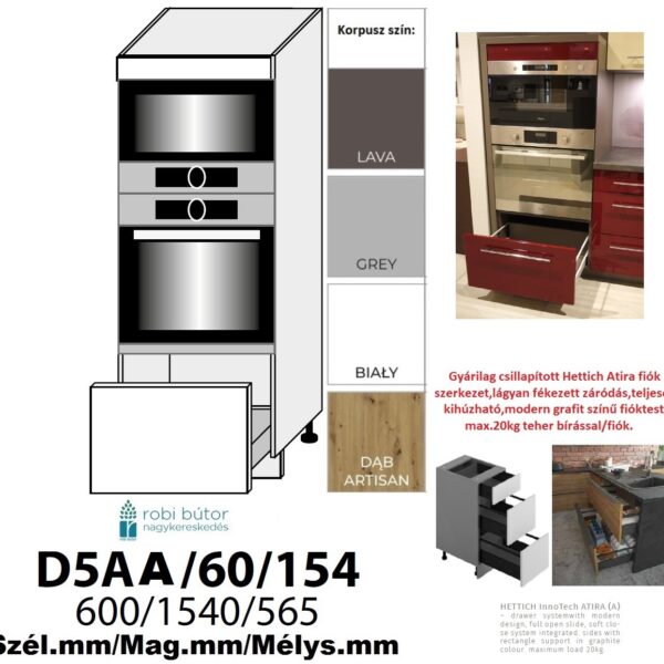 TIVOLI MATT (D5AA 60 154) mikró-sütő beépítő szekr. 60 cm_konyhabútor