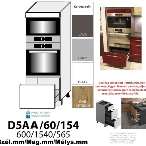 PLATINUM MAGASFÉNYŰ (D5AA 60 154) mikró-sütő beépítő szekr. 60 cm_konyhabútor