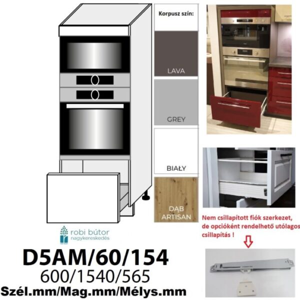 PLATINUM MAGASFÉNYŰ (D5AM 60 154) mikró-sütő beépítő szekr. 60 cm_konyhabútor