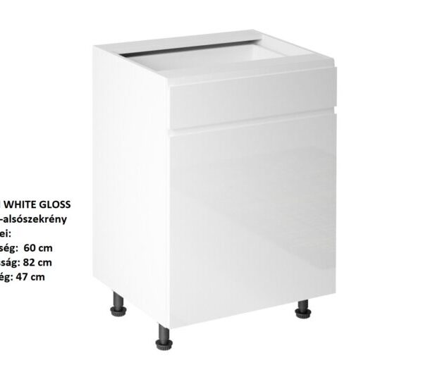 ASPEN ELEMES KONYHABÚTOR FEHÉR MAGASFÉNYŰ Alsó elem D60S1 konyhabútor