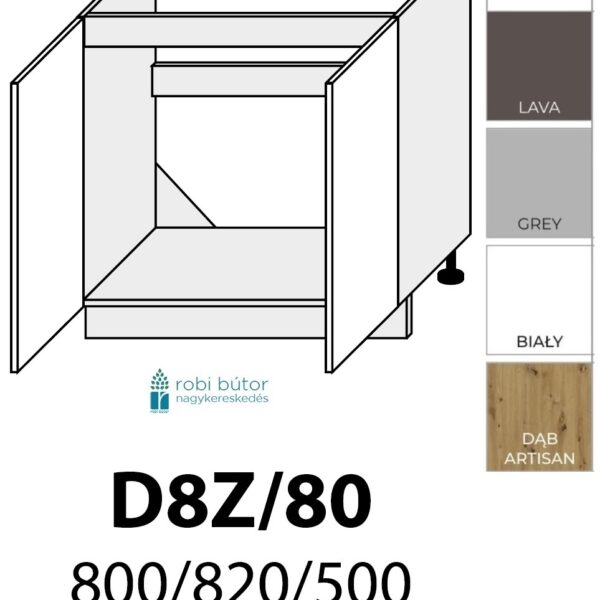 RIMINI MATT 2 AJTÓS MOSOGATÓS szekrény 80 cm (D8Z 80)_konyhabútor