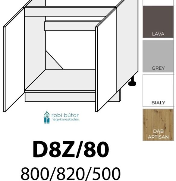 PLATINUM MAGASFÉNYŰ 2 AJTÓS MOSOGATÓS szekrény 80 cm (D8Z 80)_konyhabútor