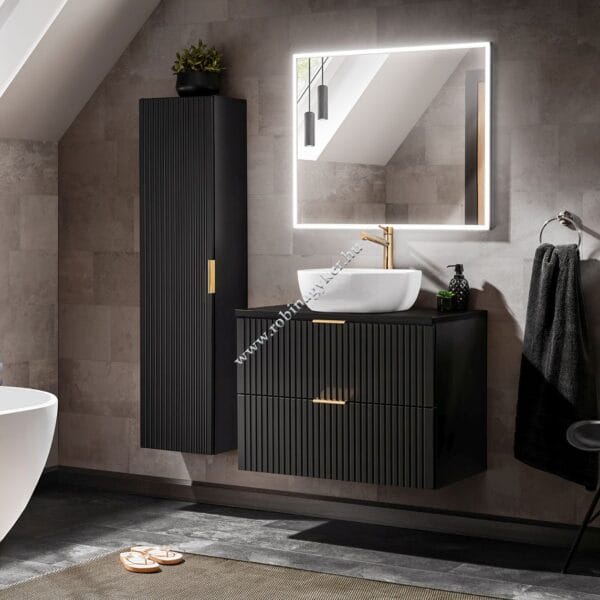 .ADEL BLACK 80-as Fürdőszoba bútor komplett. Mosdóval