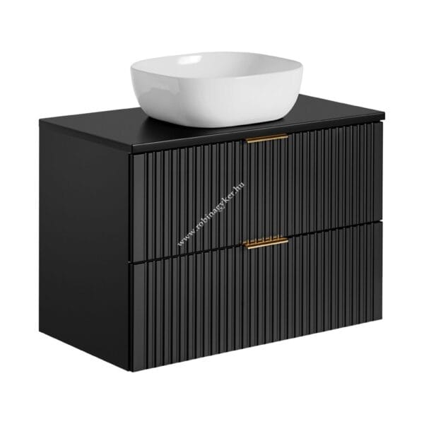 ADEL BLACK 80-as Mosdós szekrény Fürdőszoba bútor. Mosdóval+ Pult lap