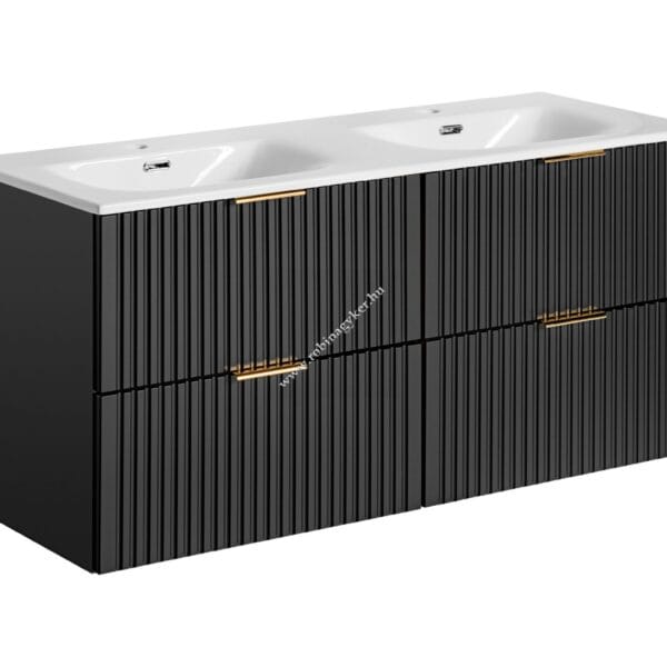 ADEL BLACK 120-as Mosdós szekrény Fürdőszoba bútor . Mosdóval