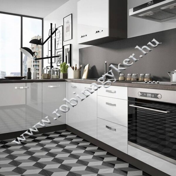 .ESSEN KONYHA MAGASFÉNYŰ "FEHÉR" SAROK KONYHA ÖSSZEÁLLÍTÁS  Konyhabútor