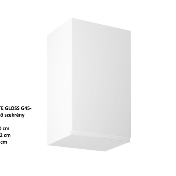 ASPEN ELEMES KONYHABÚTOR FEHÉR MAGASFÉNYŰ Felső elem G45L Balos konyhabútor