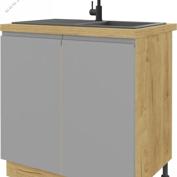 KAMPARA KKA80DZ-SZ/L/DSC 2 AJTÓS, 80 cm-es MOSOGATÓ BEÉPÍTŐ KONYHABÚTOR ELEM -konyhabútor